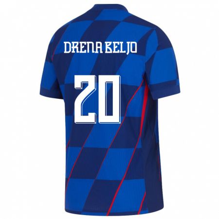 Kandiny Herren Kroatien Dion Drena Beljo #20 Blau Auswärtstrikot Trikot 24-26 T-Shirt
