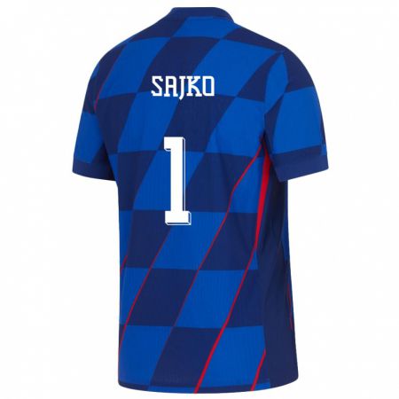 Kandiny Herren Kroatien Tin Sajko #1 Blau Auswärtstrikot Trikot 24-26 T-Shirt