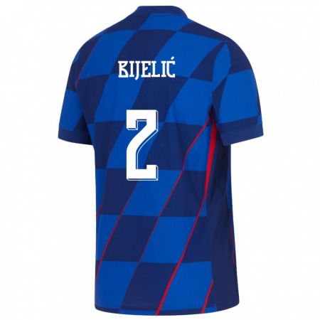 Kandiny Herren Kroatien Dario Bijelic #2 Blau Auswärtstrikot Trikot 24-26 T-Shirt