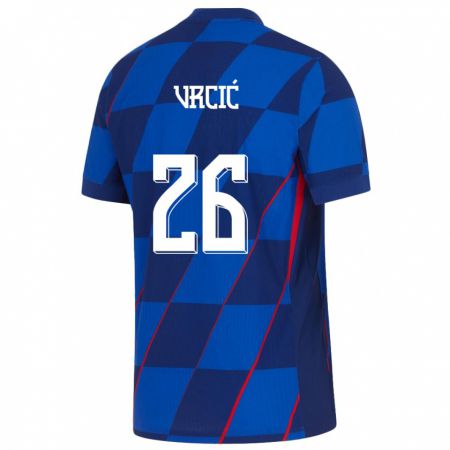 Kandiny Herren Kroatien Jere Vrcic #26 Blau Auswärtstrikot Trikot 24-26 T-Shirt