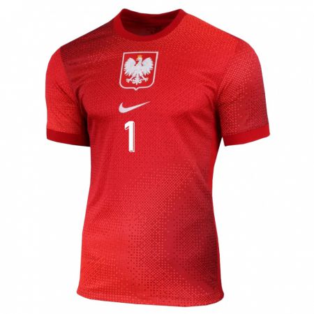Kandiny Herren Polen Wojciech Szczesny #1 Rot Auswärtstrikot Trikot 24-26 T-Shirt