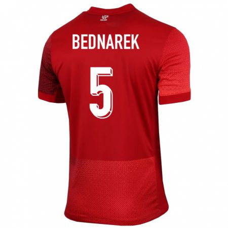 Kandiny Herren Polen Jan Bednarek #5 Rot Auswärtstrikot Trikot 24-26 T-Shirt