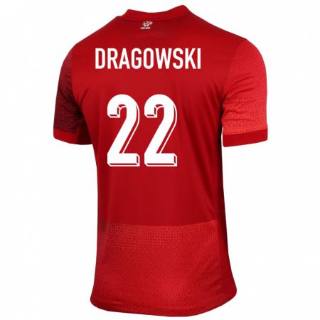 Kandiny Herren Polen Bartlomiej Dragowski #22 Rot Auswärtstrikot Trikot 24-26 T-Shirt