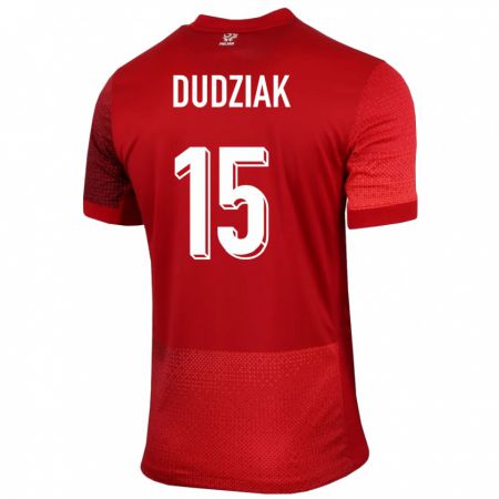 Kandiny Herren Polen Aleksandra Dudziak #15 Rot Auswärtstrikot Trikot 24-26 T-Shirt