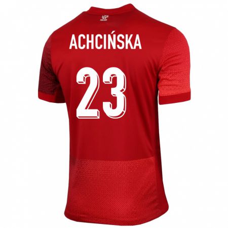 Kandiny Herren Polen Adriana Achcinska #23 Rot Auswärtstrikot Trikot 24-26 T-Shirt