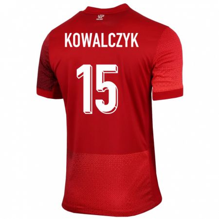 Kandiny Herren Polen Mateusz Kowalczyk #15 Rot Auswärtstrikot Trikot 24-26 T-Shirt