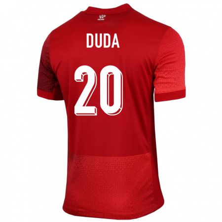 Kandiny Herren Polen Kacper Duda #20 Rot Auswärtstrikot Trikot 24-26 T-Shirt