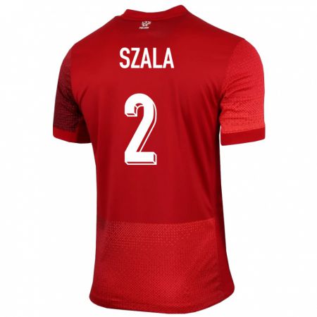 Kandiny Herren Polen Dominik Szala #2 Rot Auswärtstrikot Trikot 24-26 T-Shirt