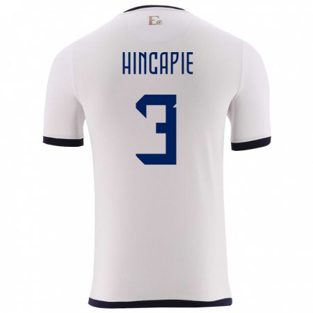 Kandiny Herren Ecuador Piero Hincapie #3 Weiß Auswärtstrikot Trikot 24-26 T-Shirt
