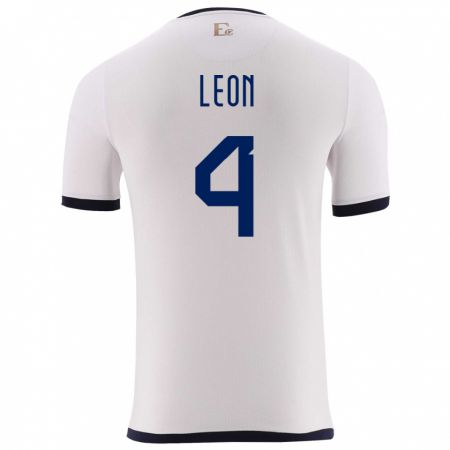 Kandiny Herren Ecuador Fernando Leon #4 Weiß Auswärtstrikot Trikot 24-26 T-Shirt