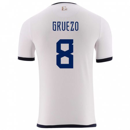 Kandiny Herren Ecuador Carlos Gruezo #8 Weiß Auswärtstrikot Trikot 24-26 T-Shirt