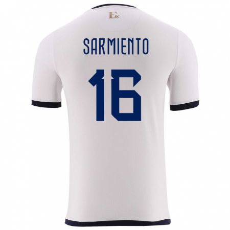 Kandiny Herren Ecuador Jeremy Sarmiento #16 Weiß Auswärtstrikot Trikot 24-26 T-Shirt