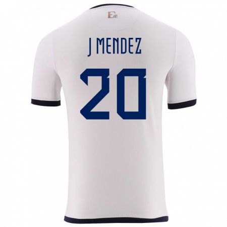 Kandiny Herren Ecuador Jhegson Mendez #20 Weiß Auswärtstrikot Trikot 24-26 T-Shirt