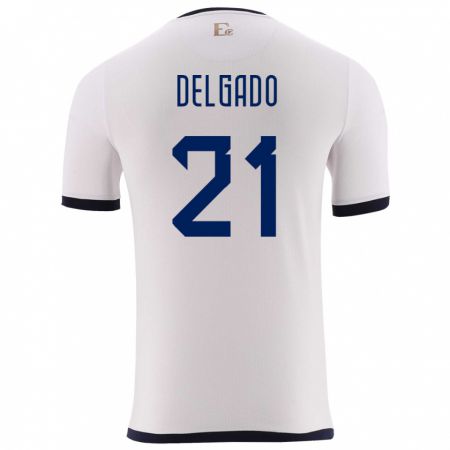 Kandiny Herren Ecuador Patrickson Delgado #21 Weiß Auswärtstrikot Trikot 24-26 T-Shirt