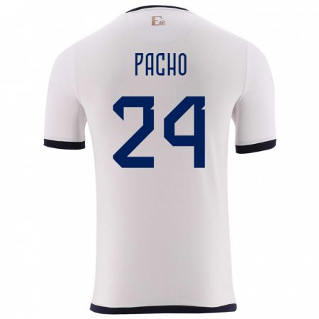 Kandiny Herren Ecuador William Pacho #24 Weiß Auswärtstrikot Trikot 24-26 T-Shirt