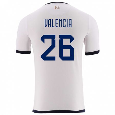 Kandiny Herren Ecuador Anthony Valencia #26 Weiß Auswärtstrikot Trikot 24-26 T-Shirt