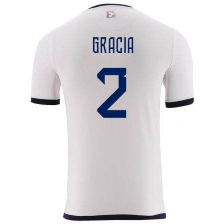 Kandiny Herren Ecuador Ericka Gracia #2 Weiß Auswärtstrikot Trikot 24-26 T-Shirt