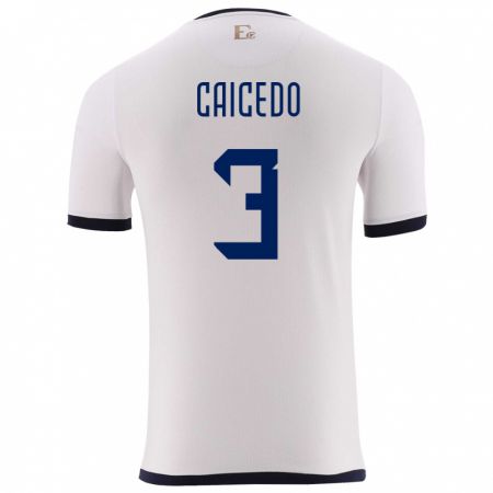 Kandiny Herren Ecuador Jessy Caicedo #3 Weiß Auswärtstrikot Trikot 24-26 T-Shirt