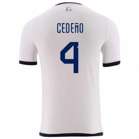 Kandiny Herren Ecuador Stefany Cedeno #4 Weiß Auswärtstrikot Trikot 24-26 T-Shirt