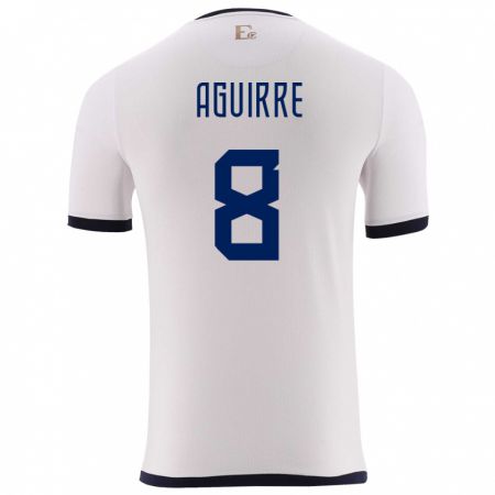 Kandiny Herren Ecuador Marthina Aguirre #8 Weiß Auswärtstrikot Trikot 24-26 T-Shirt