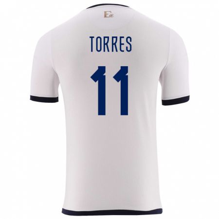 Kandiny Herren Ecuador Ambar Torres #11 Weiß Auswärtstrikot Trikot 24-26 T-Shirt