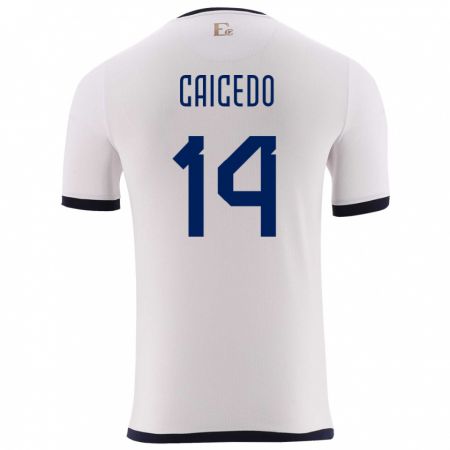 Kandiny Herren Ecuador Carina Caicedo #14 Weiß Auswärtstrikot Trikot 24-26 T-Shirt