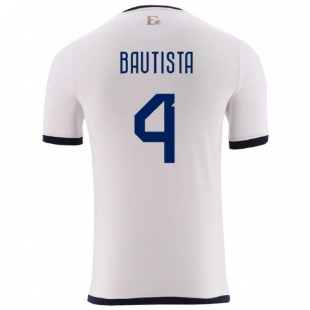 Kandiny Herren Ecuador Davis Bautista #4 Weiß Auswärtstrikot Trikot 24-26 T-Shirt