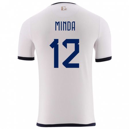 Kandiny Herren Ecuador Ethan Minda #12 Weiß Auswärtstrikot Trikot 24-26 T-Shirt