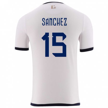 Kandiny Herren Ecuador Juan Sanchez #15 Weiß Auswärtstrikot Trikot 24-26 T-Shirt
