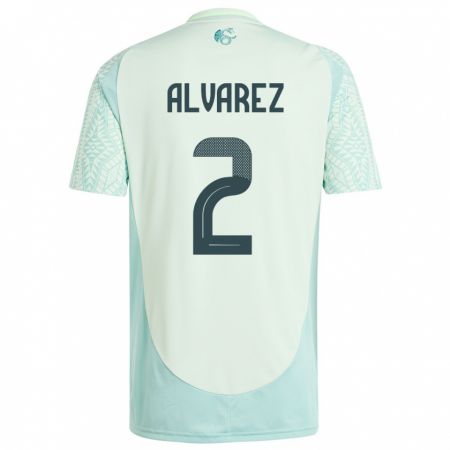 Kandiny Herren Mexiko Kevin Alvarez #2 Leinengrün Auswärtstrikot Trikot 24-26 T-Shirt