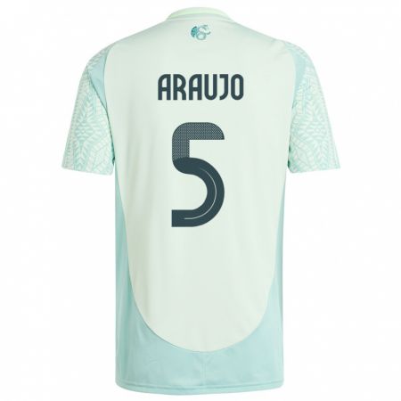 Kandiny Herren Mexiko Julian Araujo #5 Leinengrün Auswärtstrikot Trikot 24-26 T-Shirt