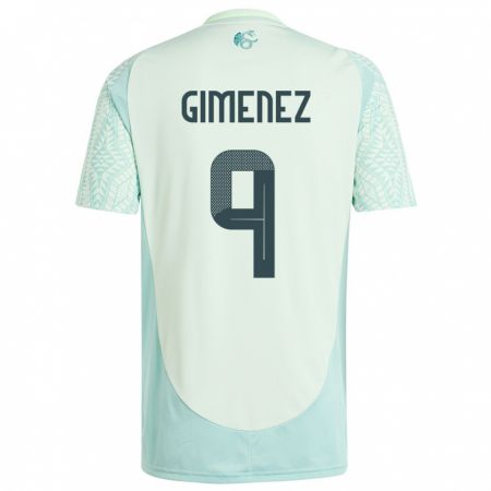 Kandiny Herren Mexiko Santiago Gimenez #9 Leinengrün Auswärtstrikot Trikot 24-26 T-Shirt