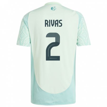 Kandiny Herren Mexiko Jesus Rivas #2 Leinengrün Auswärtstrikot Trikot 24-26 T-Shirt