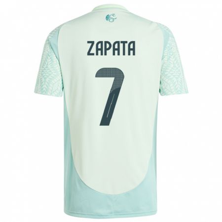 Kandiny Herren Mexiko Angel Zapata #7 Leinengrün Auswärtstrikot Trikot 24-26 T-Shirt