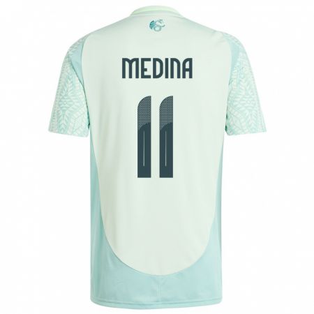 Kandiny Herren Mexiko Diego Medina #11 Leinengrün Auswärtstrikot Trikot 24-26 T-Shirt