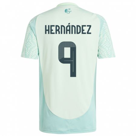 Kandiny Herren Mexiko Jesus Hernandez #9 Leinengrün Auswärtstrikot Trikot 24-26 T-Shirt