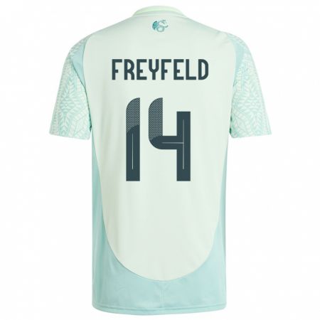 Kandiny Herren Mexiko Emiliano Freyfeld #14 Leinengrün Auswärtstrikot Trikot 24-26 T-Shirt