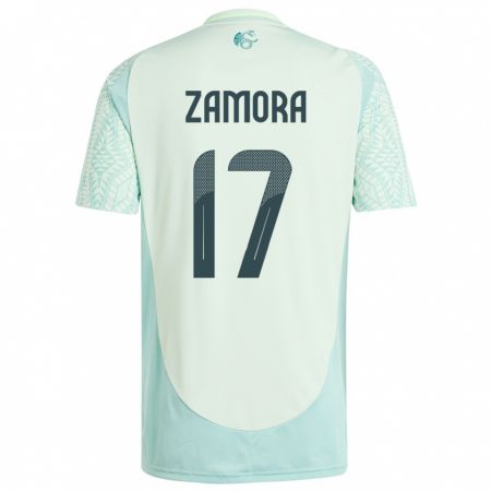 Kandiny Herren Mexiko Saul Zamora #17 Leinengrün Auswärtstrikot Trikot 24-26 T-Shirt