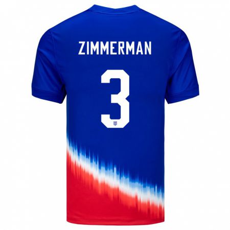 Kandiny Herren Vereinigte Staaten Walker Zimmerman #3 Blau Auswärtstrikot Trikot 24-26 T-Shirt