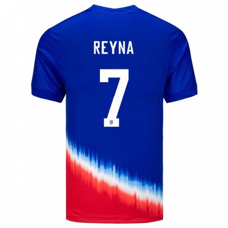 Kandiny Herren Vereinigte Staaten Giovanni Reyna #7 Blau Auswärtstrikot Trikot 24-26 T-Shirt