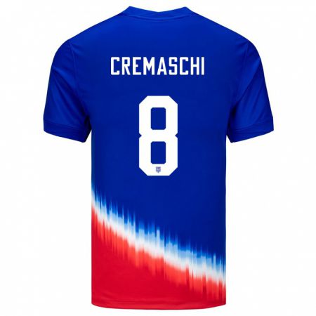 Kandiny Herren Vereinigte Staaten Benjamin Cremaschi #8 Blau Auswärtstrikot Trikot 24-26 T-Shirt