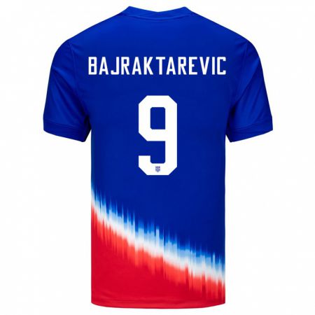 Kandiny Herren Vereinigte Staaten Esmir Bajraktarevic #9 Blau Auswärtstrikot Trikot 24-26 T-Shirt