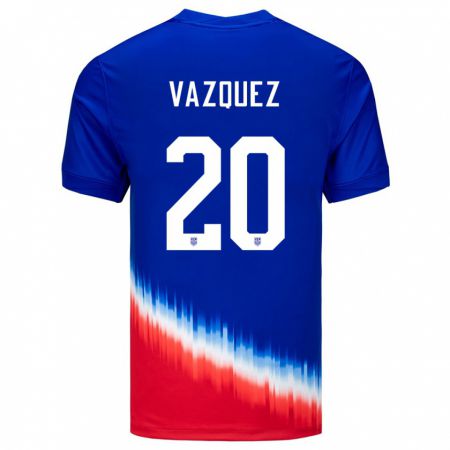 Kandiny Herren Vereinigte Staaten David Vazquez #20 Blau Auswärtstrikot Trikot 24-26 T-Shirt