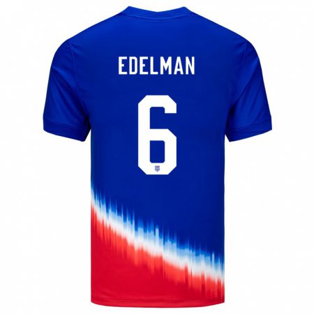Kandiny Herren Vereinigte Staaten Daniel Edelman #6 Blau Auswärtstrikot Trikot 24-26 T-Shirt