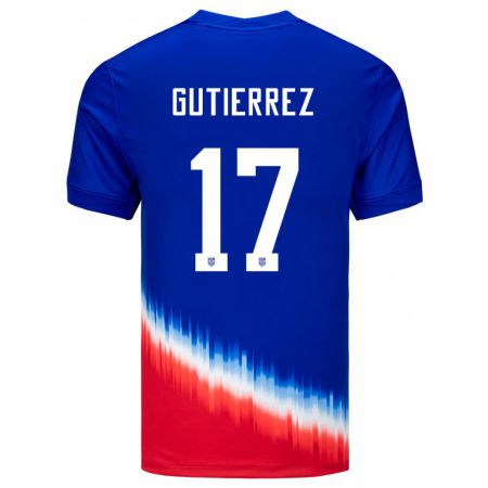 Kandiny Herren Vereinigte Staaten Brian Gutierrez #17 Blau Auswärtstrikot Trikot 24-26 T-Shirt