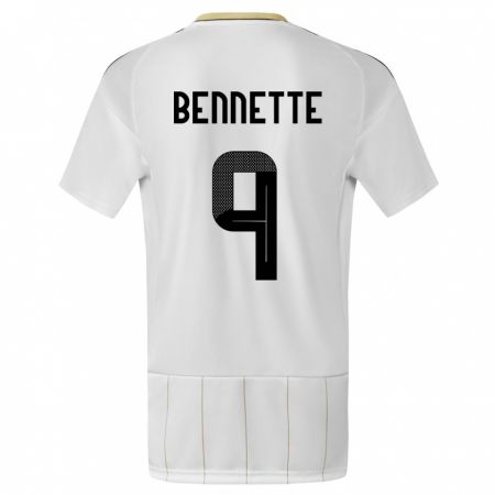 Kandiny Herren Costa Rica Jewison Bennette #9 Weiß Auswärtstrikot Trikot 24-26 T-Shirt