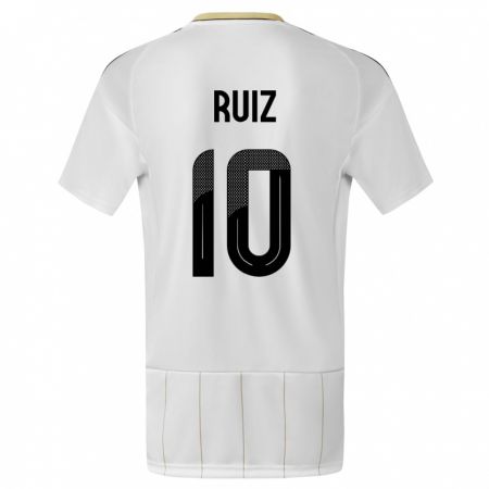 Kandiny Herren Costa Rica Bryan Ruiz #10 Weiß Auswärtstrikot Trikot 24-26 T-Shirt