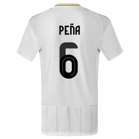 Kandiny Herren Costa Rica Ricardo Pena #6 Weiß Auswärtstrikot Trikot 24-26 T-Shirt