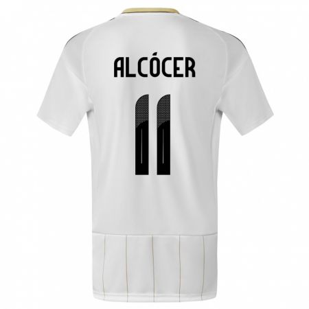Kandiny Herren Costa Rica Josimar Alcocer #11 Weiß Auswärtstrikot Trikot 24-26 T-Shirt