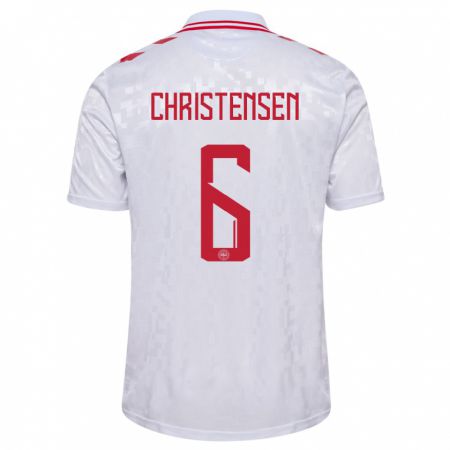 Kandiny Herren Dänemark Andreas Christensen #6 Weiß Auswärtstrikot Trikot 24-26 T-Shirt